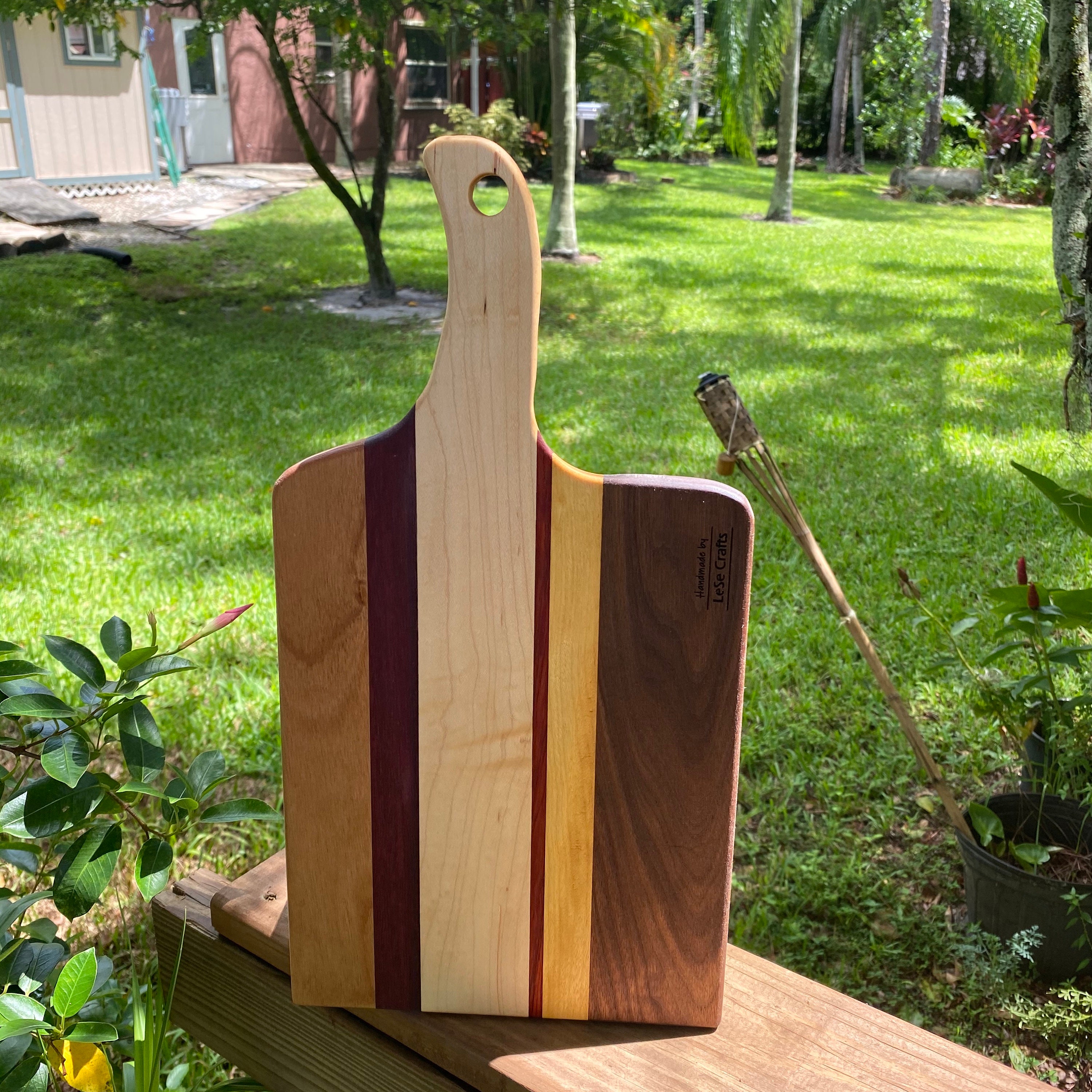 Cheese Board with Handle, Wooden Cheese Board Wedding Gift for Couple