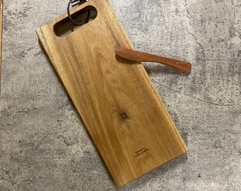 Handmade wooden Cheese Board with Handle, Rustic handcrafted Charcuterie Board
