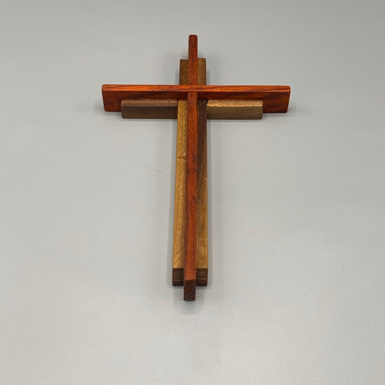 Wood Wall Cross Layered Wooden Cross Wooden Crucifix 2 Etsy
