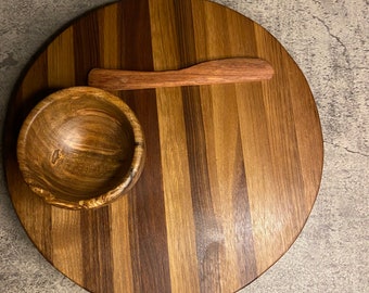 Walnut Lazy Susan  Table Centerpiece for  Dinning  or Kitchen Counter Top. Turntable for kitchen Island,  Gift for Mom