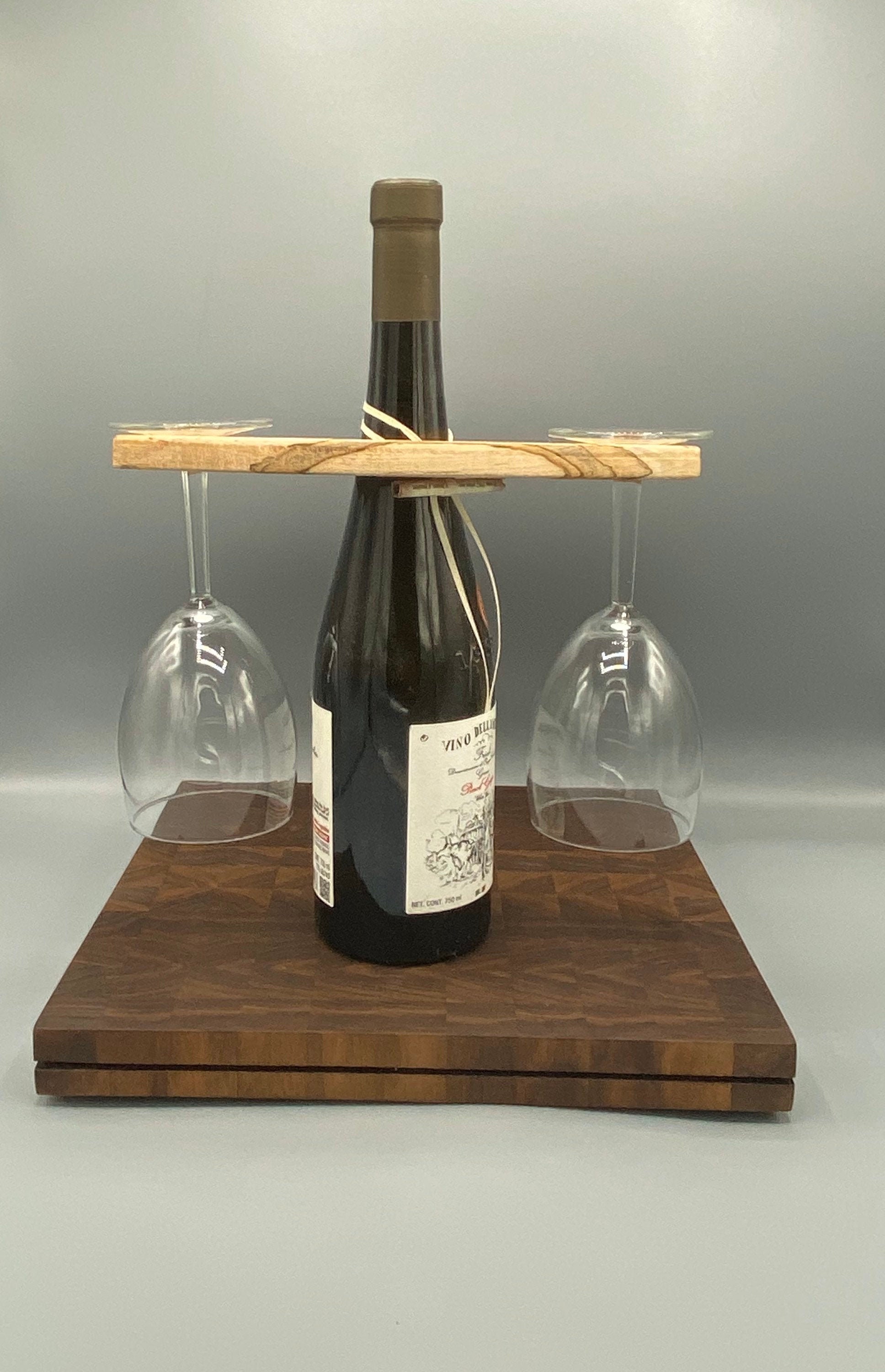 wine glass display rack on Wine Glass Holder Wine Bottle Holder Wooden Wine Caddy Etsy