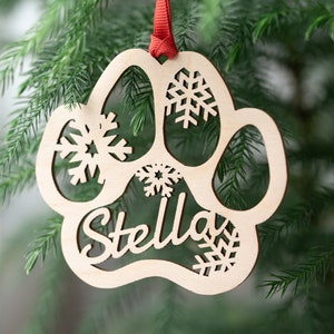 Personalized Paw Ornament - Pet Christmas Ornament - Custom Dog Ornament - In Memory Of Pet Ornament PW21