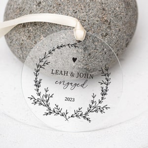 Personalized Engaged Ornament - Clear Acrylic - Our First Christmas - Gift for the Couple - Engagement Gift - AO05