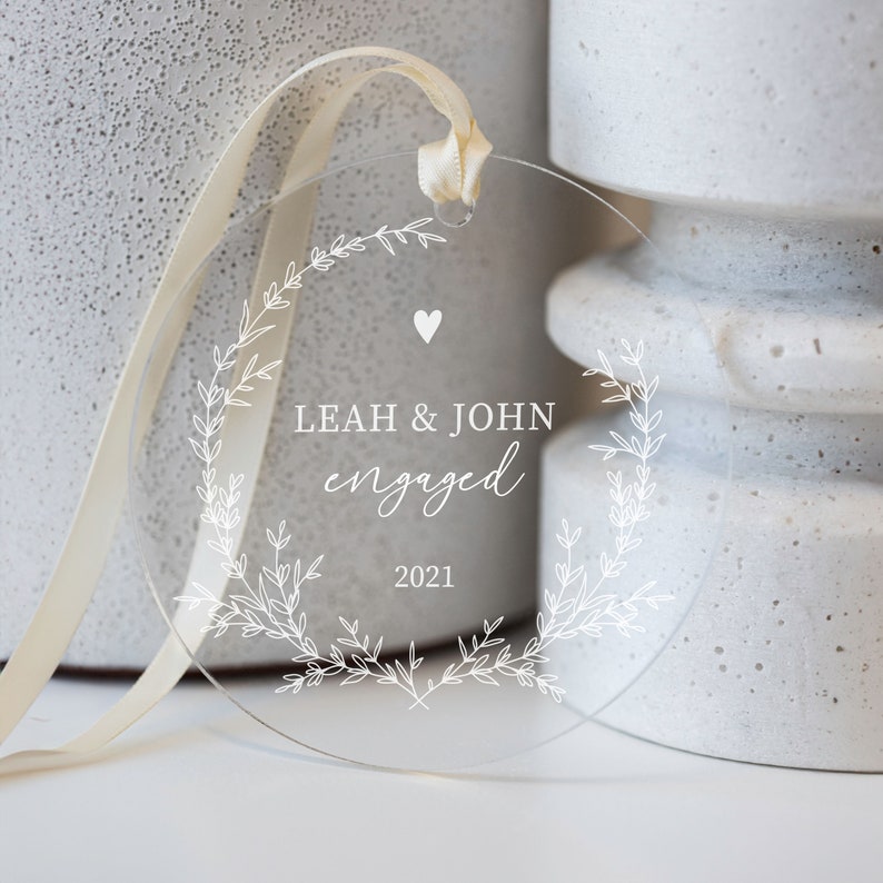 Personalized Acrylic Engagement Ornament - Thumbnail 3