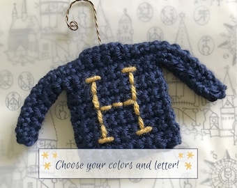 mini sweater ornament - custom colors and initial!