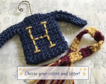 customizable set - sweater and scarf ornament - great wizard gift!