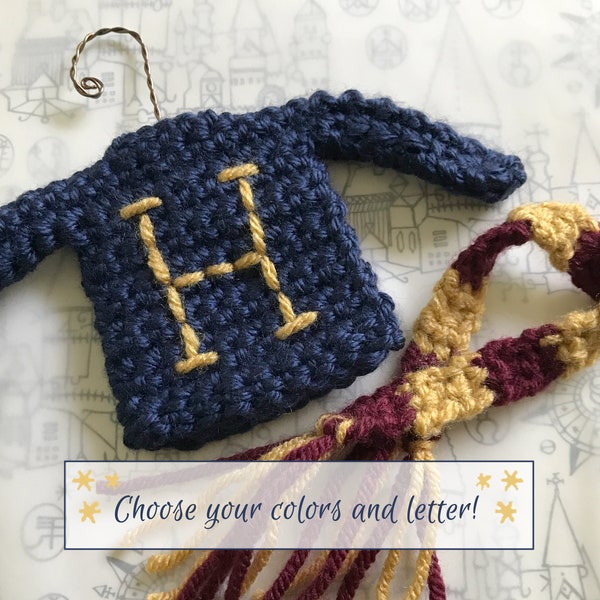 customizable set - sweater and scarf ornament - great wizard gift!