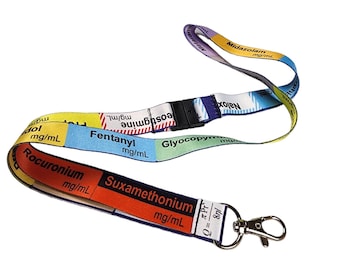 5 Pack Anaesthetic Lanyards Medical Drug Labels Critical Care