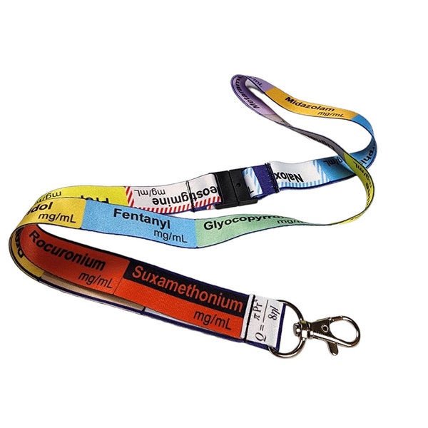 5 Pack Anaesthetic Lanyards Medical Drug Labels Critical Care