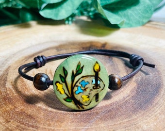 Artist Paint Palette Wood Bracelet. Art Teacher Gifts/Gifts for Artists/Jewelry for Artists/Wood Burned Paint Pallet for artists/Painter