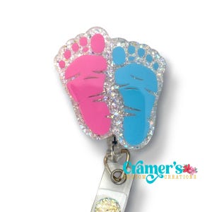 Baby Footprint Badge Reel - OB/GYN Badge Reel - L&D Nurse Gift