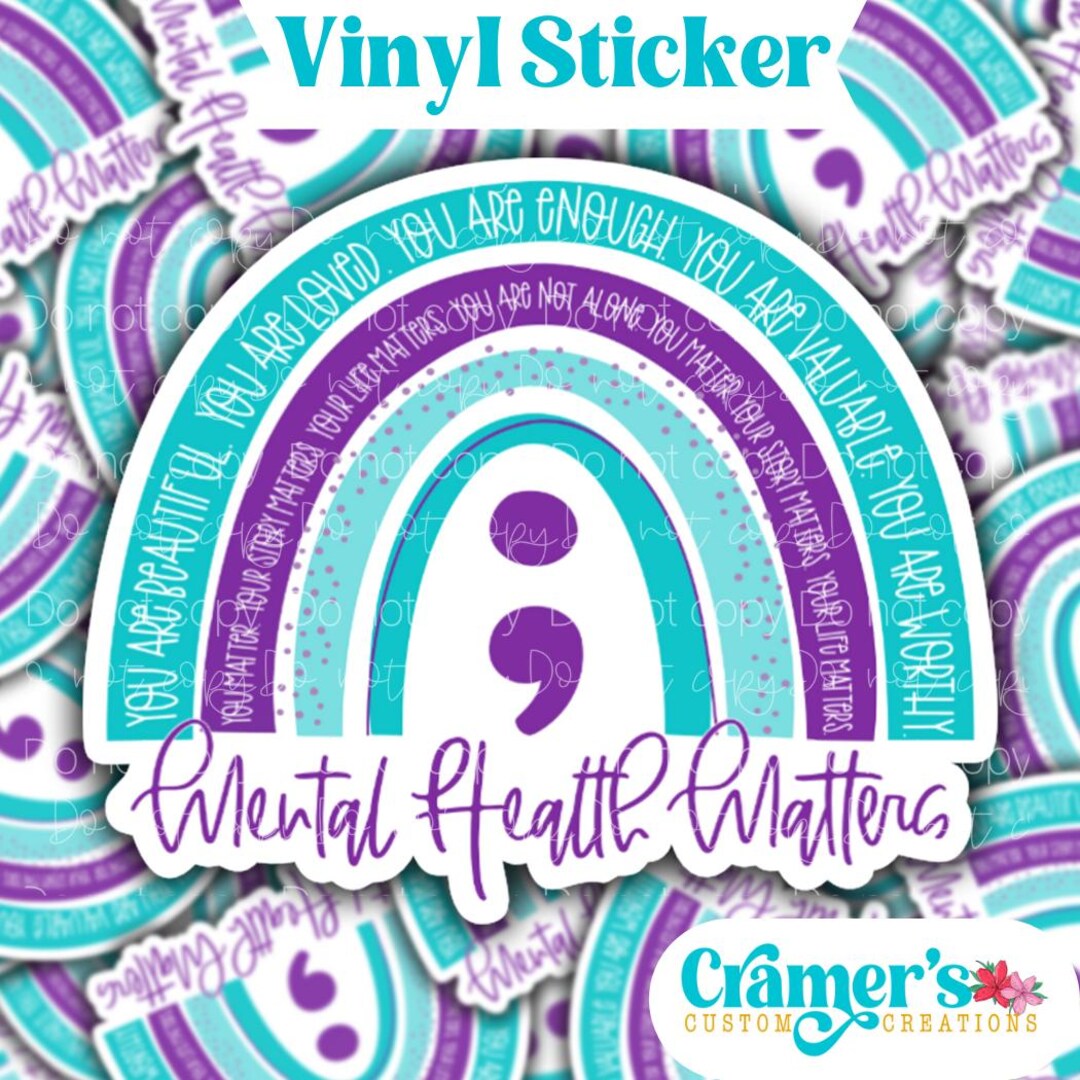 Mental Health Matters Rainbow Sticker - Waterproof Sticker - Laminated ...