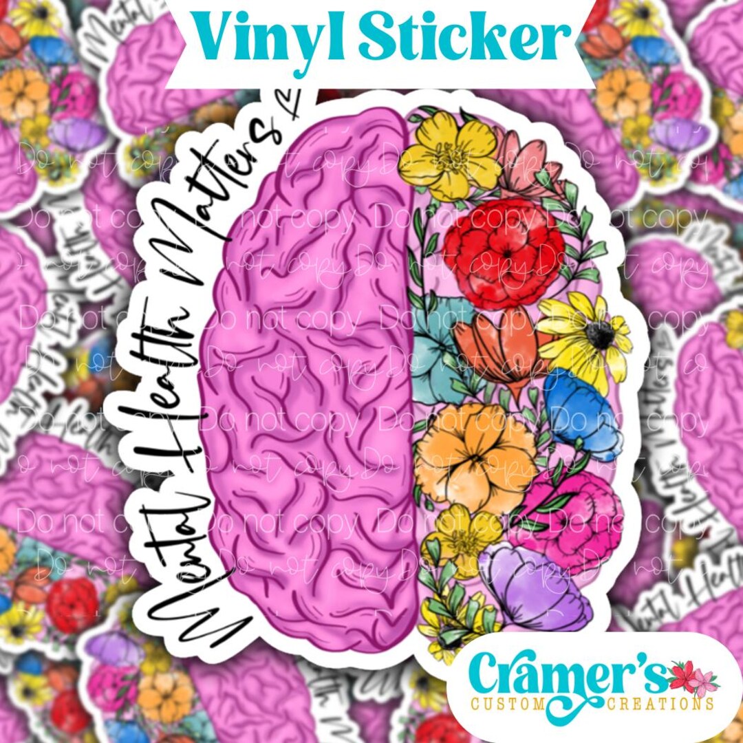 Mental Health Matters Sticker - Floral Brain, Waterproof Vinyl - Etsy