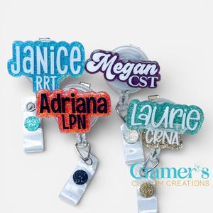 Personalized Glitter Name Badge Reel – Custom ID Badge