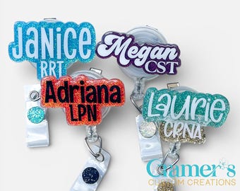 Personalized Glitter Name Badge Reel – Custom ID Badge