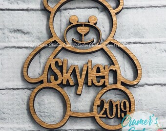 Wood Personalized Bear Ornament