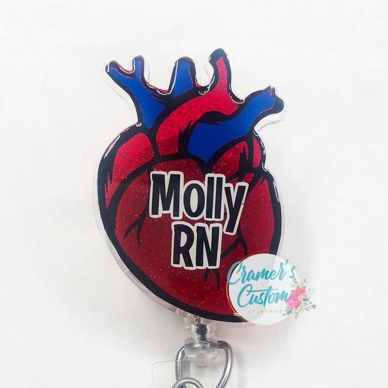 Anatomical Heart Badge Reel Cardiac Badge Reel Cath Lab Etsy