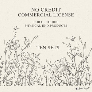Kommerzielle Lizenz für zehn Sets für bis zu 1000 Einheiten, Digital SVG, Png, Eps, Pdf, Jpg Clipart, Procreate Pinsel, digitale Papiere