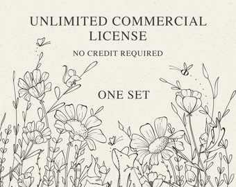 Unlimited Commercial License for One Set, No Credit Required, for Digital Svg, Png, Eps, Pdf, Jpg Clipart, Procreate Brushes, Digital Paper