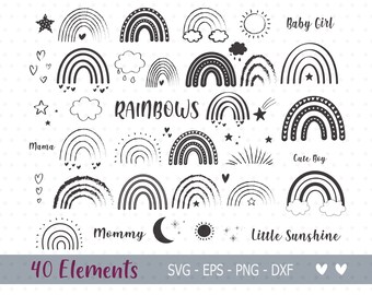 Download Rainbow Svg Black And White Etsy