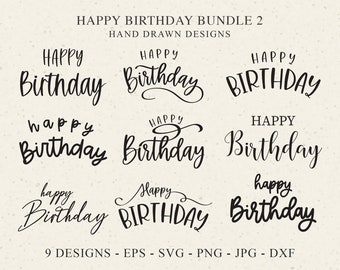 Plik plotera urodzinowego SVG DXF PNG z napisami Element projektu Cricut Sylwetka Pobierz pakiet plotera Clipart Winyl do wycinania