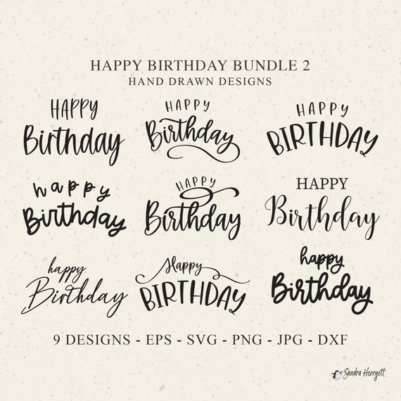 Happy Birthday Plotter File SVG DXF PNG Lettered (Download Now) 