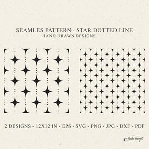 Sterne gepunktete Linie nahtlose Muster svg Plotterdatei Dxf Png Eps Jpg Celestial Cricut transparenter Hintergrund Cute Wallpaper vektor DIY Schablone