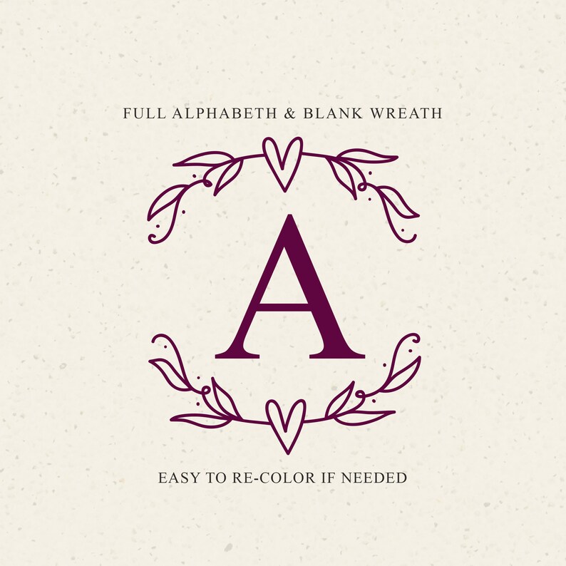 WREATH LETTERS SVG - Laurel Wreath Svg, Wedding Wreath Svg, Wreath Alphabet Svg, Cricut Wreath Svg, Monogram Alphabet, Initial Monogram Svg image 3