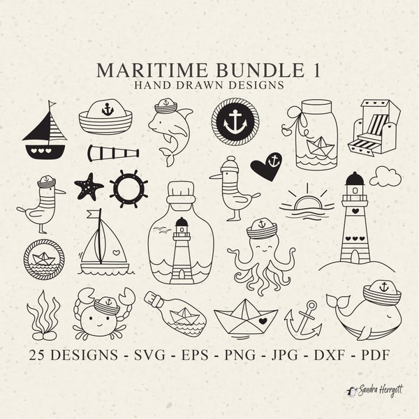 Maritime Plotter File Svg Dxf Png Eps Jpg Pdf Anker Cricut Boat Silhouette Lighthouse Clipart Vinyl Laser Cut File dolphin crab seagull wale