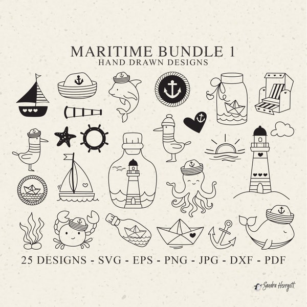 Maritime Plotterdatei Svg Dxf Png Eps Jpg Pdf Anker Cricut Boot Silhouette Leuchtturm Clipart Vinyl Laser Cut Datei Delfin Krabbe Möwe Wale