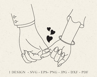 Couple Holding Hands Plotter File Svg Dxf Png Jpg Eps Pdf Love Cricut Valentine Silhouette Heart Clipart Vinyl Laser Cut File Monogram