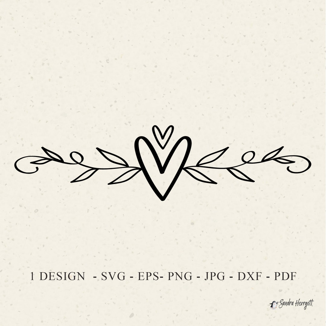 Heart Flourish Plotter File SVG DXF PNG Leaves Heart Cricut Brother ...
