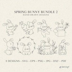 Frühling Hase Plotterdatei Dxf Png Pdf Jpg Cricut Silhouette niedlichen Baby Tier Clipart Vinyl Laser Cut Datei glückliches Kaninchen Ei Karotte Geschenk