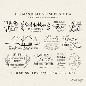 Fichier de traceur de versets bibliques allemands Svg Dxf Png Eps Jpg La foi se déplace montagnes Cricut Grace Silhouette écritures Clipart Christian vinyle coupé fichier