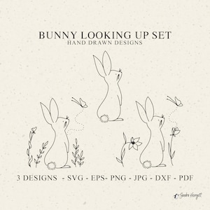 Bunny Plotterdatei Dxf Eps Png Jpg Pdf Baby Tier Cricut Blumen Kaninchen Clipart Frühling Wiese Silhouette Wildblumen Vinyl Laser Cut Datei