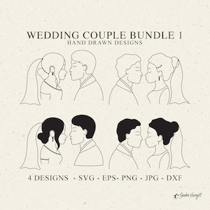 Hochzeit Paar Plotterdatei Dxf Png Jpg Braut Bräutigam Cricut Silhouette Clipart Vinyl Laser Cut Datei Line Art DIY Schablone Vorlage
