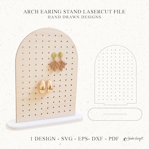SVG Bogen Ohrringständer Einfach | Laser Cut Datei für Glowforge | Schmuckhalter | Ohrstecker baumeln | Holz Acryl Minimalistisch EPS DXF Pdf