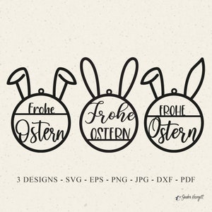 Ornamento coniglio tedesco File di taglio laser File plotter animali Svg Dxf Png Orecchie cadenti Cricut Silhouette pasquale Coniglio Clipart Modello stencil fai da te