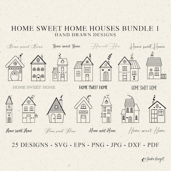 Home Sweet Home House Plotter File Svg Dxf Png Jpg Pdf Cricut Silhouette Heart Clipart Family Vinyl Laser Cut File DIY Stencil Template