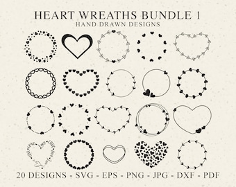Valentine Heart Wreath Plotter File Svg Dxf Png Jpg Wedding Cricut Love Silhouette Engagement Clipart Vinyl Laser Cut File DIY Decal Gift