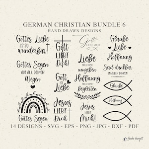 Traceur de versets bibliques allemands découpé au Laser fichier Svg Dxf Png Eps Pdf Bénédiction de Dieu Cricut foi Silhouette chrétien poisson Communion amour Clipart