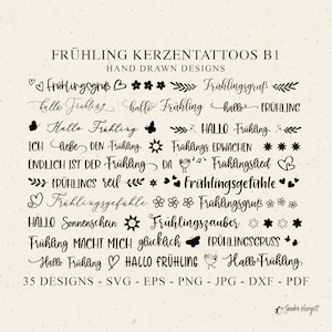 GERMAN Frühlingskerzen Tattoo, A4 PDF Vorlage, niedlicher Vogel PlotterdateiSvg Dxf Png Jpg Eps Cricut Silhouette Vinyl Laser Cut File Stick Kerze