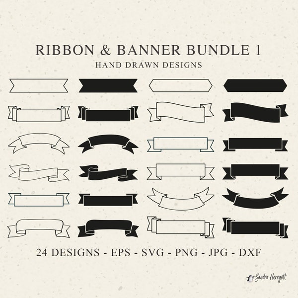 Ribbon and Banner Plotterdateien SVG DXF PNG Cricut Brother Canvas Silhouette Download Plotter Bundle Clipart Mockup Design Vorlage Etikett