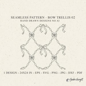 Bow Trellis Seamless Pattern Svg Dfx Eps Jpg Png Coquette Geometric Cricut Background Plotter File Wallpaper Laser Cut Template Silhouette