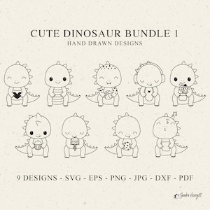 ベビー恐竜と植木鉢プロッターファイル SVG Dxf PNG Jpg かわいい恐竜クリカット動物シルエットファンタジークリップアートビニールレーザーカットファイルステンシル
