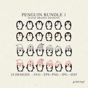 Pinguïn plotterbestand Svg Dxf Png Eps Jpg Winter Cricut Baby Animal Clipart Zoete Silhouet Kerst Leuk Vinyl Lasergesneden Bestand DIY Stencil