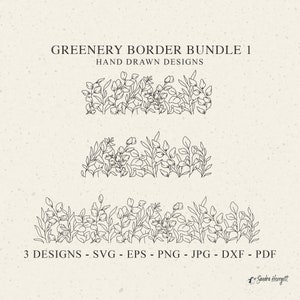 File plotter per bordi verdi Svg Dxf Png Jpg Pdf Eps Prato Cricut Giardino Pianta Clipart Vinile File tagliato al laser Silhouette botanica Monogramma