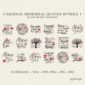 Kardinal Gedenkstätte Zitat Plotterdatei Dxf Png Jpg Vogel Cricut Ornament Bundle Silhouette Clipart Vinyl Schnitt Datei DIY Aufkleber Beileid Geschenk