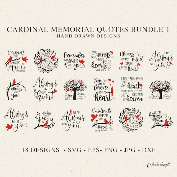 Cardinal Memorial Quote Plotter File Svg Dxf Png Jpg Bird Cricut Ornament Bundle Silhouette Clipart Vinyl Cut File DIY Decal Condolence Gift