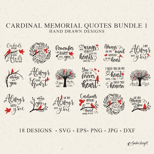 Cardinal Memorial Quote Plotter File Svg Dxf Png Jpg Bird Cricut Ornament Bundle Silhouette Clipart Vinyl Cut File DIY Decal Condolence Gift